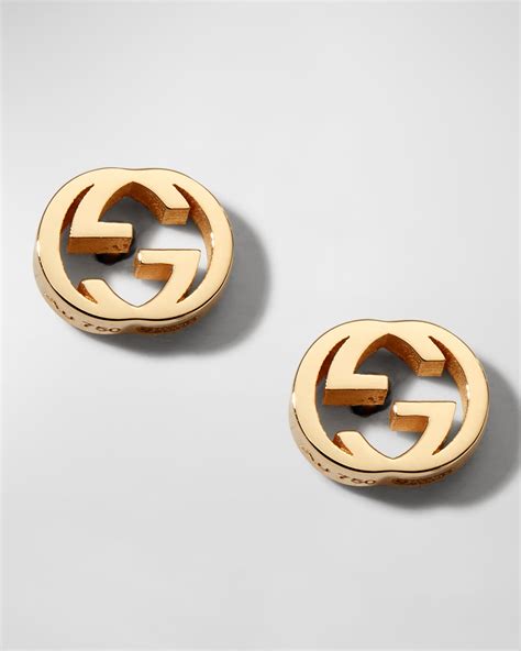 gold gucci stud earrings|gucci interlocking gg earrings.